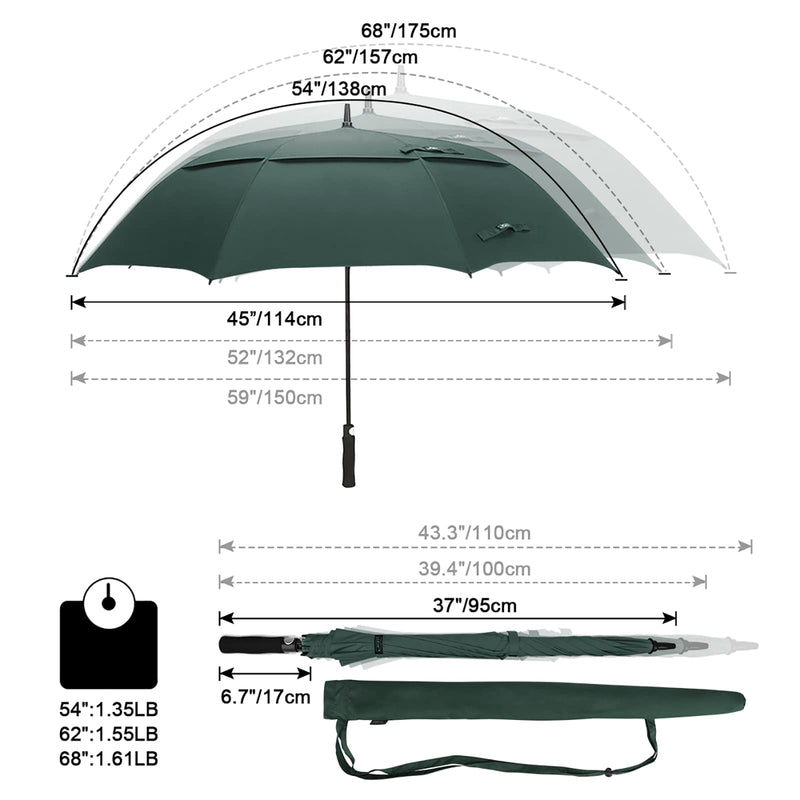 G4Free UPF 50+ UV Protection Sun Umbrella Double Layer and 62 Inch Automatic Open Golf Umbrella Bundle