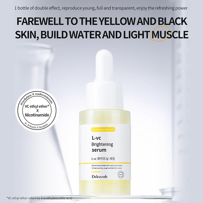 Korean Brand Vitamin C Brightening Face Serum 37ml / with 3-O-Ethyl Ascorbic Acid, Niacinamide and α-Arbutin, Reduce Dark Spots and Fine Lines, Enhance Elasticity, Hydrate, and Protect Skin