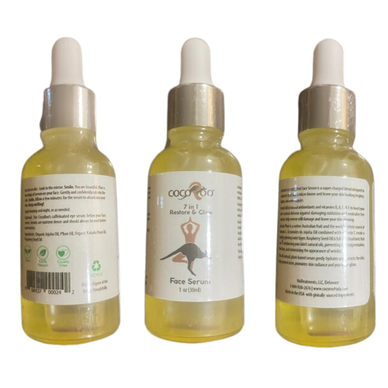 7in1 Anti-Aging Face Serum, Plant-Based with Vitamin C, Ceramide & Jojoba Oil, 100% Pure, Natural & Vegan