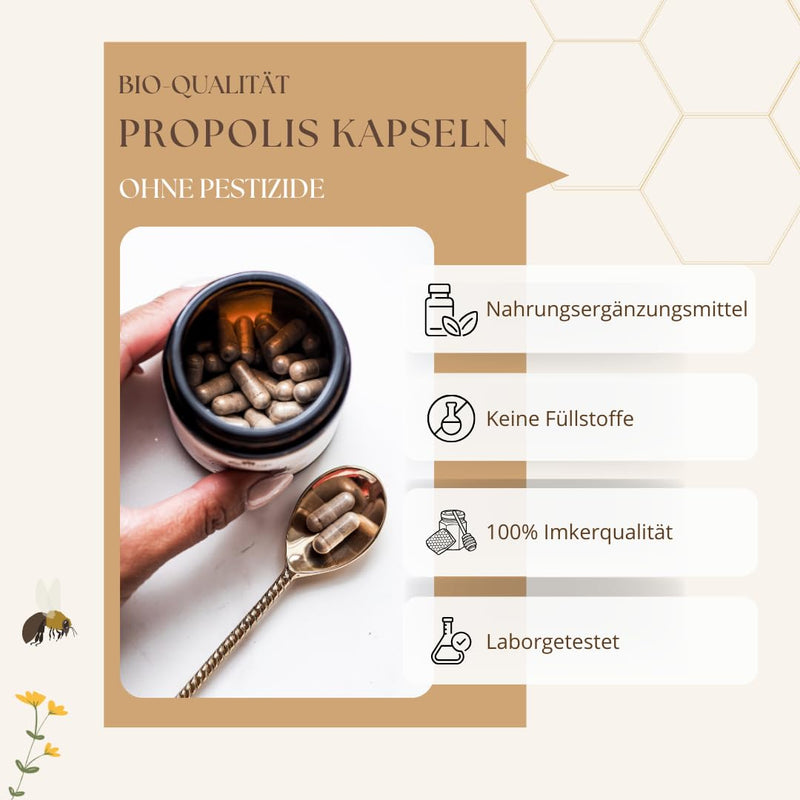 [Australia] - bedrop organic propolis capsules 800 mg per capsule, high dosage - 60 propolis extract capsules from organic beekeeping - rich in polyphenols and flavonoids - in sustainable glass packaging, 60 pieces (pack of 1) 