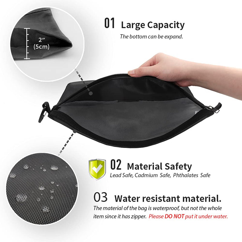 pack all Packing Organizers Bundle | 1 Dual Pocket Shoe Bag (Plus-Black) & 3Pcs Zipper Pouch Set (Black)