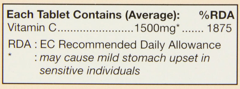 HealthAid Vitamin C 1500mg - Prolong Release - 100 Vegan Tablets 100 count (Pack of 1)