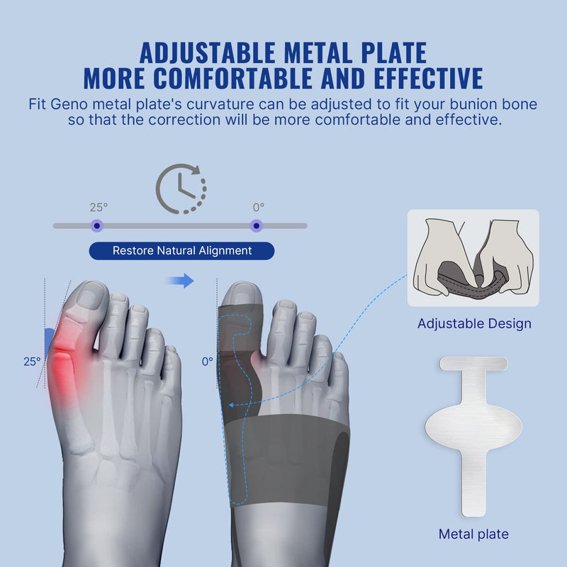 [Australia] - Fitgeno Bunion Corrector Women & Men Big Toe: Foot Straightener Splint Brace - Adjustable Bunyan Correction Orthopedic for Hallux Valgus Pain Relief 2 Pcs Black 