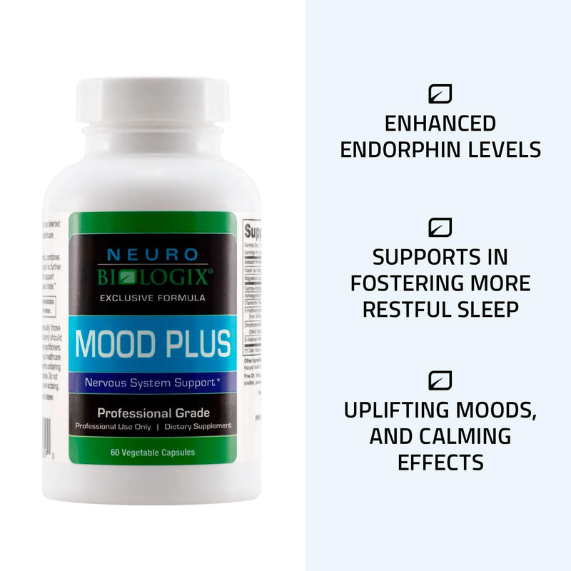 [Australia] - Neurobiologix Mood Plus - Mood Support Supplement, Stress Relief and Mood Booster, Vitamins for Improved Moods & Calming Effects, with 5HTP, Niacin & GABA, 60 Capsules 