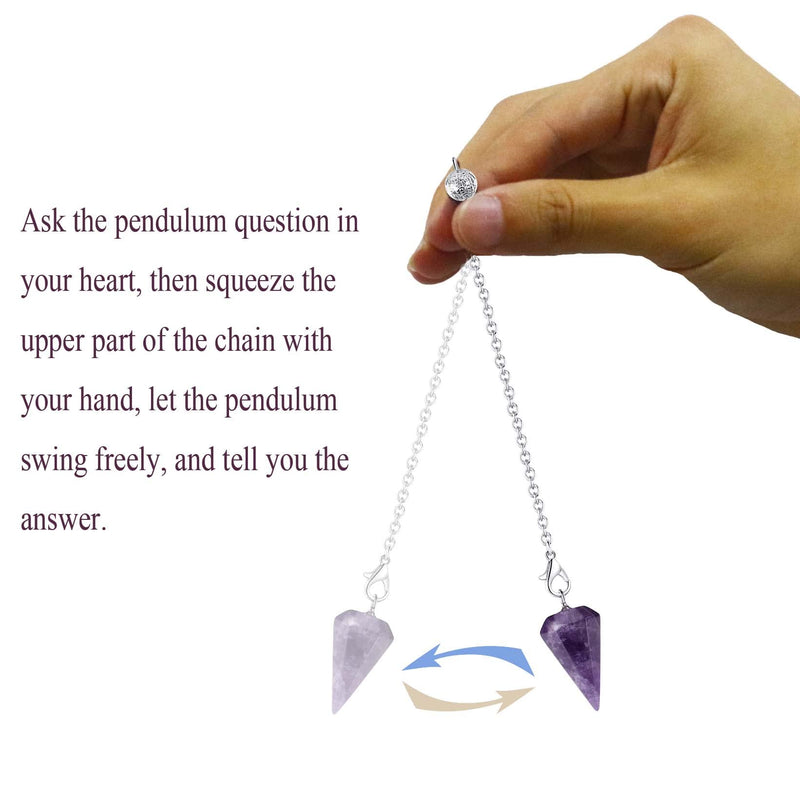 [Australia] - DUQGUHO 3 Pcs Crystal Pendulums Set for Divination Dowsing Natural Amethyst Rose Quartz Clear Quartz Healing Crystal Quartz Reiki Gemstone Pendants Witchcraft Wiccan Accessories 01 Amethyst,rose Quartz,clear Quartz 