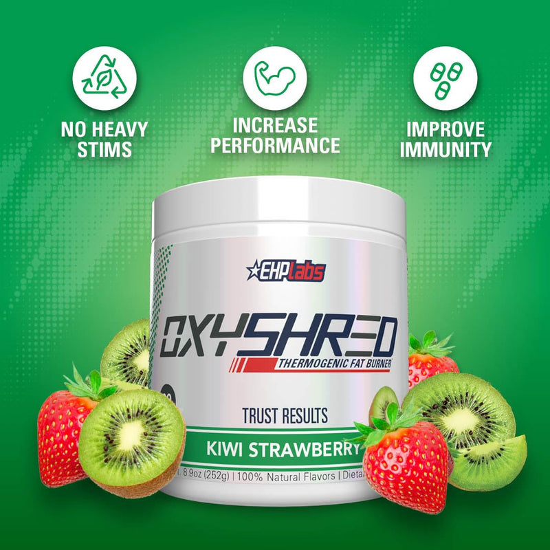 [Australia] - EHP Labs OxyShred Pre Workout Powder - Preworkout Powder with L Glutamine & Acetyl L Carnitine, Energy Boost Drink - Kiwi Strawberry, 60 Servings 