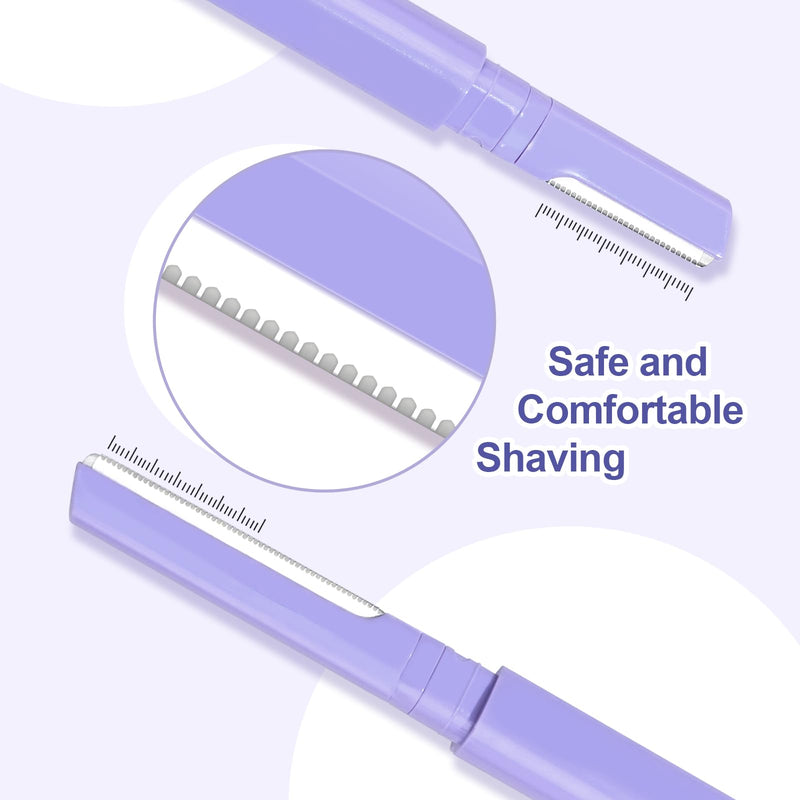Dermaplane Razor for Women Face & Eyebrow - Dermaplaning Tool for Peach Fuzz Facial Hair Removal,High Precision Blade for Smooth Skin (Purple, 12 Count) Purple 1 Count (Pack of 12)