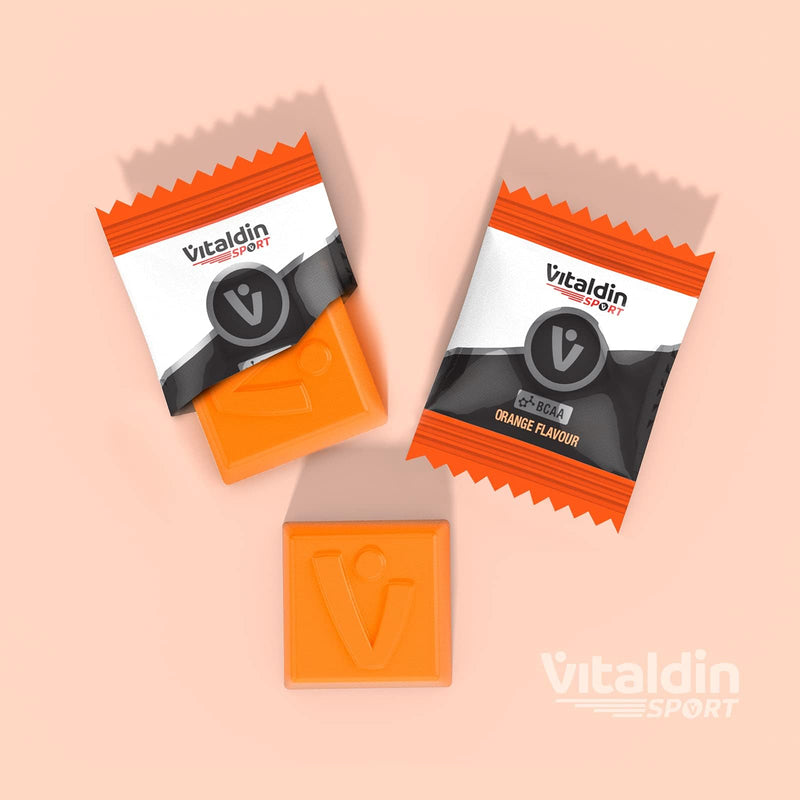 VITALDIN Sport Power Gummies BCAA – Muscle Protection & Recovery – 2 gr of Branched Chain Amino Acids BCAAs Ratio 2:1:1 per Serving + Vitamin B6 – 30 Chewable Gummy Bites – Orange Flavour – Vegan