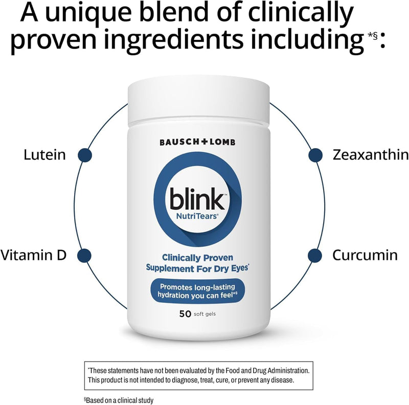 BLINK NutriTears Supplement + Boost Preservative-Free Eye Drops Bundle, Moisturizing & Soothing for Mild Dry Eyes, with Hyaluronate, NutriTears Eye Care Supplement to Hydrate Eyes from Within