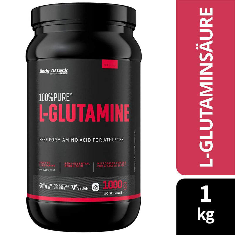 [Australia] - Body Attack 100% Pure L-Glutamine, 1 pack (1 x 1000g) 1 kg (1 pack) 