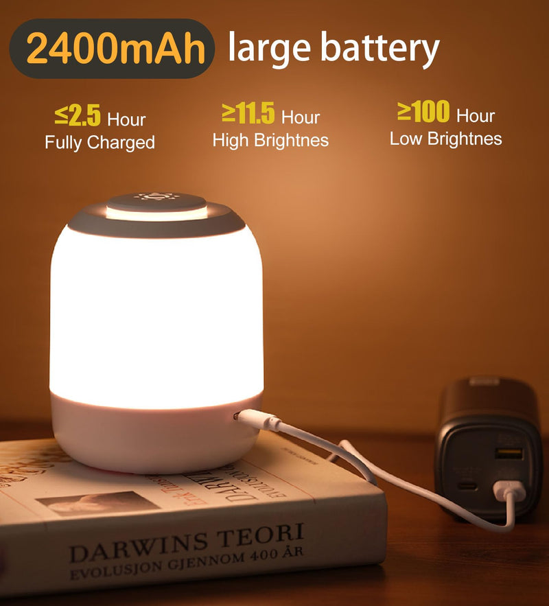 [Australia] - Eye Caring Soft Night Light, Touch night light for Baby, Kids and Adults, Portable Bedside Lamp, 3 Colors, Dimmable, USB Rechargeable Warm Night Light for Bedrooms, Baby Nursery and Sleep Aid Grey 