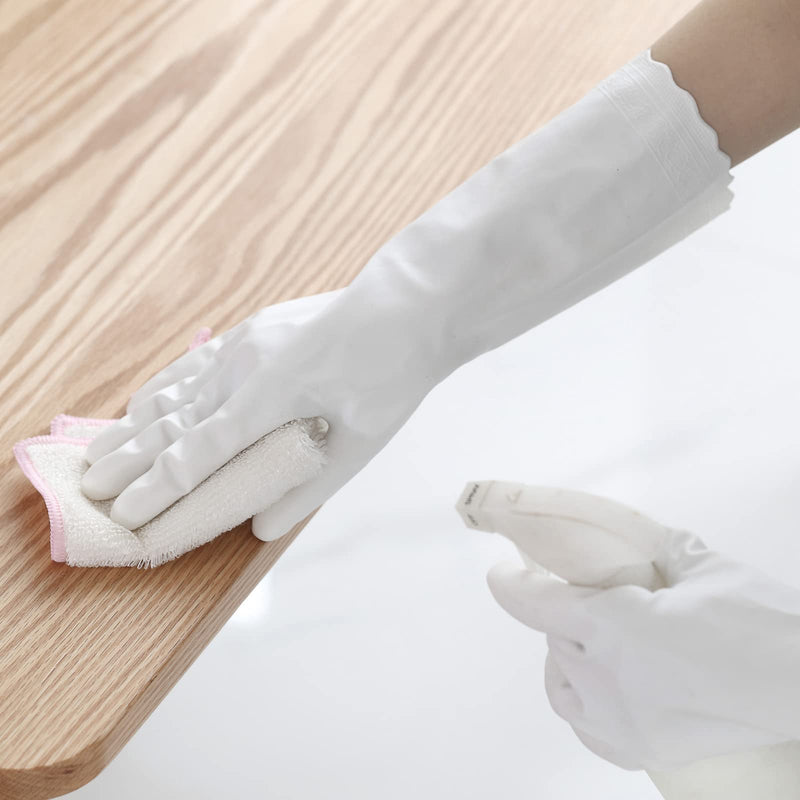 [Australia] - Bamllum Rubber Cleaning Gloves - 3 Pairs Latex Free Kitchen Cleaning Gloves with Cotton Liner- Household Dishwashing Gloves, Non- Slip Waterproof (Medium, Blue+Pink+White) Medium 