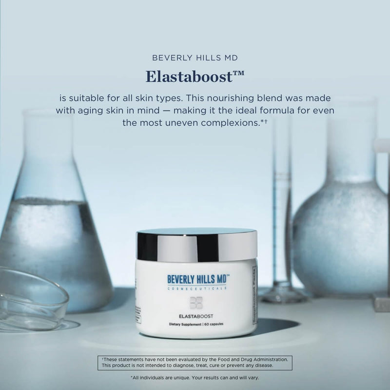 Beverly Hills MD Elastaboost Dietary Supplement, 60 Capsules | Supports firmer-looking skin with hydrolyzed elastin, hyaluronic acid, vitamin C and phytoceramides