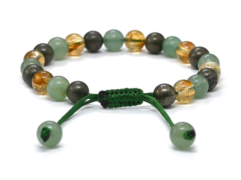 [Australia] - Natural Healing Crystal Bracelet for Women - Mens Bracelet Energy Balancing Gemstones Set - Adjustable Stone Bead Bracelet for Men and Women - Chakra Crystal Therapy Accessory, Meditation Money Success 