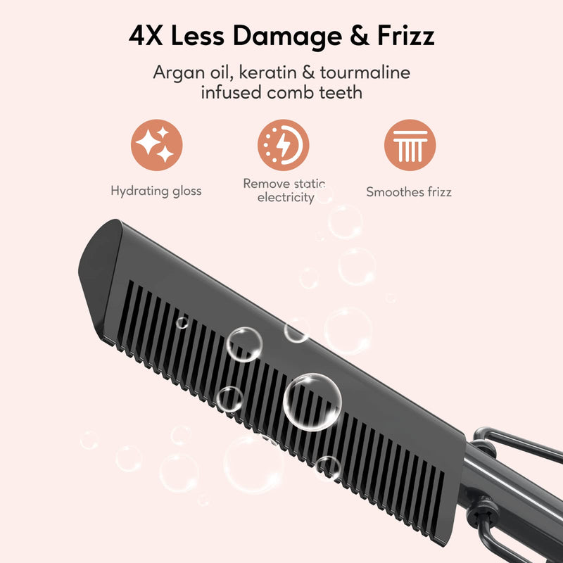 Terviiix Electric Hot Comb for Lace Front Wigs, Pressing Combs for Black Women Hair, Anti-Scald Straightening Comb with Keratin & Argan Oil Infused Teeth, Temperatures Adjustable, 60 Min Auto Shut Off Rose Gold