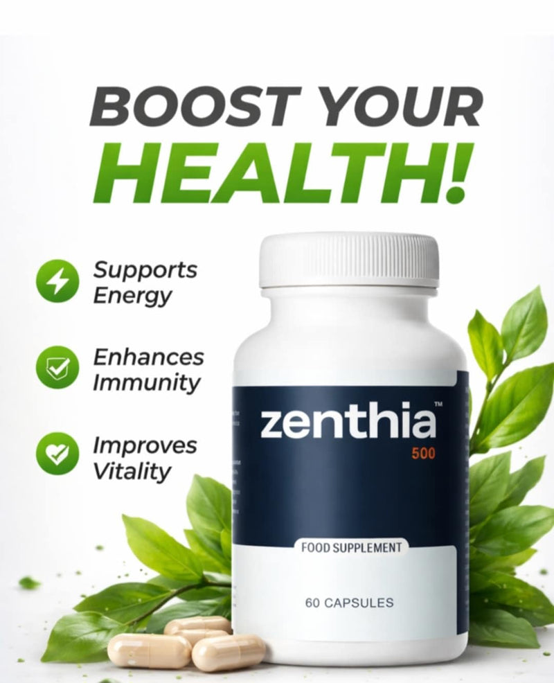 Zenthia 500 Food Supplement Capsules – Apple Cider Vinegar, Green Tea, MCT Oil, Magnesium & Potassium – 60 Vegan Capsules – Made in the UK