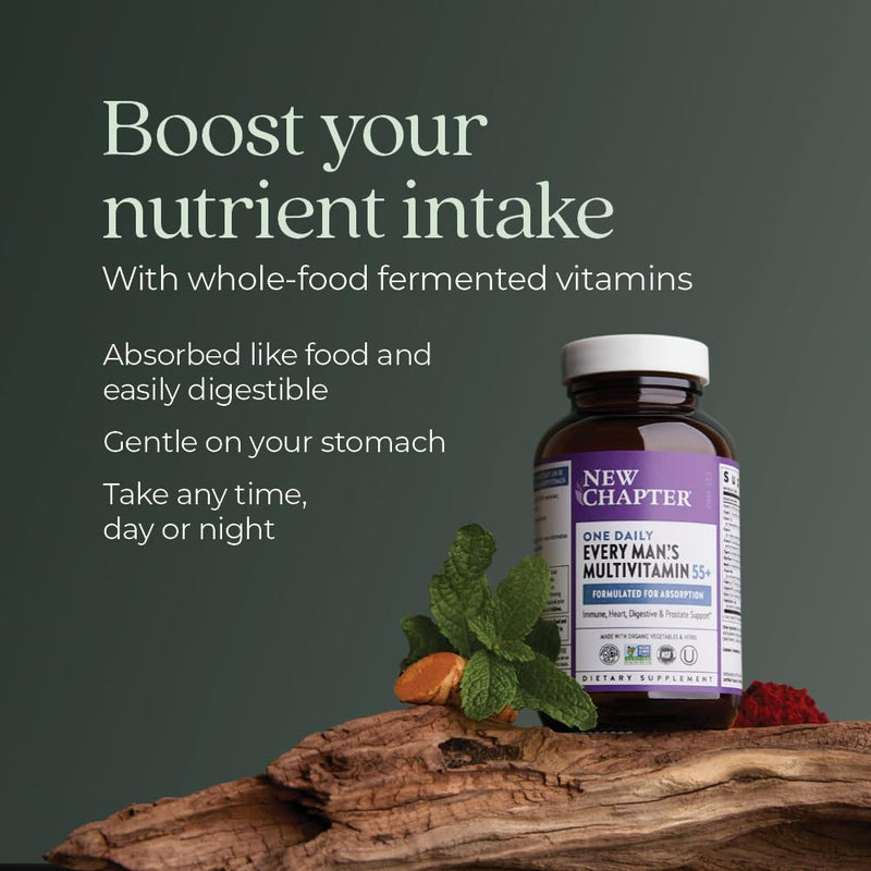 New Chapter One Daily Every Man's Multivitamin 55+ - Offers Eyesight, Immune System & Cellular Energy Support* - Contains Astaxanthin, Saw Palmetto & More - Gluten Free & Vegetarian - 72 Tablets Tablet for Men 72 Count (Pack of 1)