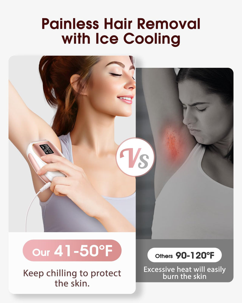 [Australia] - LYSMOSKI Laser Hair Removal, IPL Hair Removal with Ice-Cooling System for Painless & Long-Lasting Result, Safe At-Home Hair Remover Device for Armpits Back Legs Arms Face Bikini Line, Rose Gold 