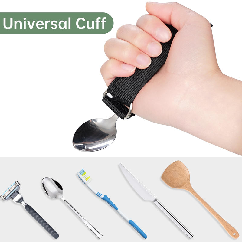 [Australia] - 3 Pack Universal Cuff, Universal Hand Strap for Holding Utensils, Eating Assistance Cuff for Weak Grip & Limited Mobility (3 Different Designs to Suit Various preferences) 3 different sizes(1 khaki+2 black) 