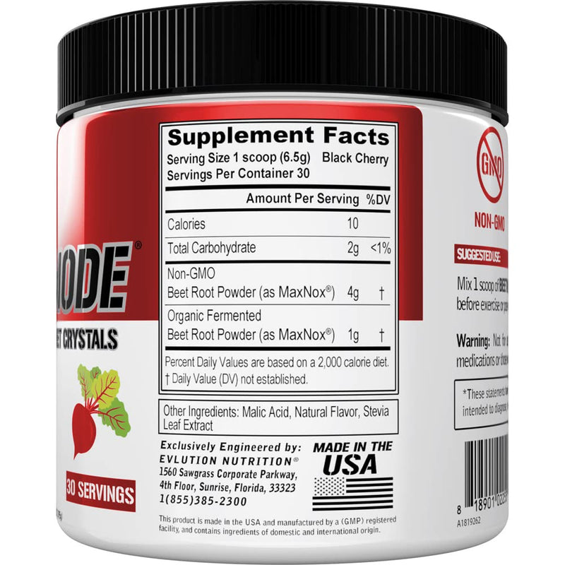 Evlution Nutrition Beet Mode Beet Root Powder, Black Cherry, 30 Servings