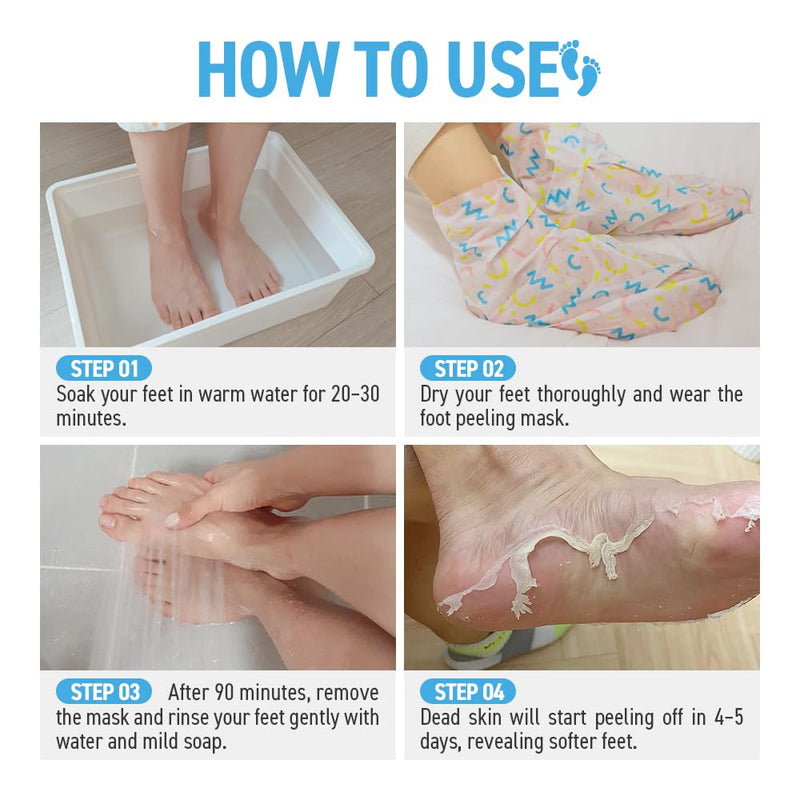 [Australia] - Silky Smooth Foot Peeling Mask – Exfoliating Booties for Soft Feet, Callus & Dead Skin Remover, Easy At-Home Pedicure (2 Pairs / 4 Pairs) (4 Pairs (Pack of 1)) 4 Count (Pack of 1) 