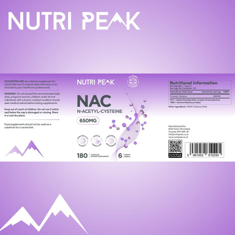 Max Strength NAC Supplement | 650MG | 180 Capsules | N-Acetyl-Cysteine | Antioxidant & Glutathione Support | Amino Acid | Cysteine Supplement| Vegan & Gluten Free