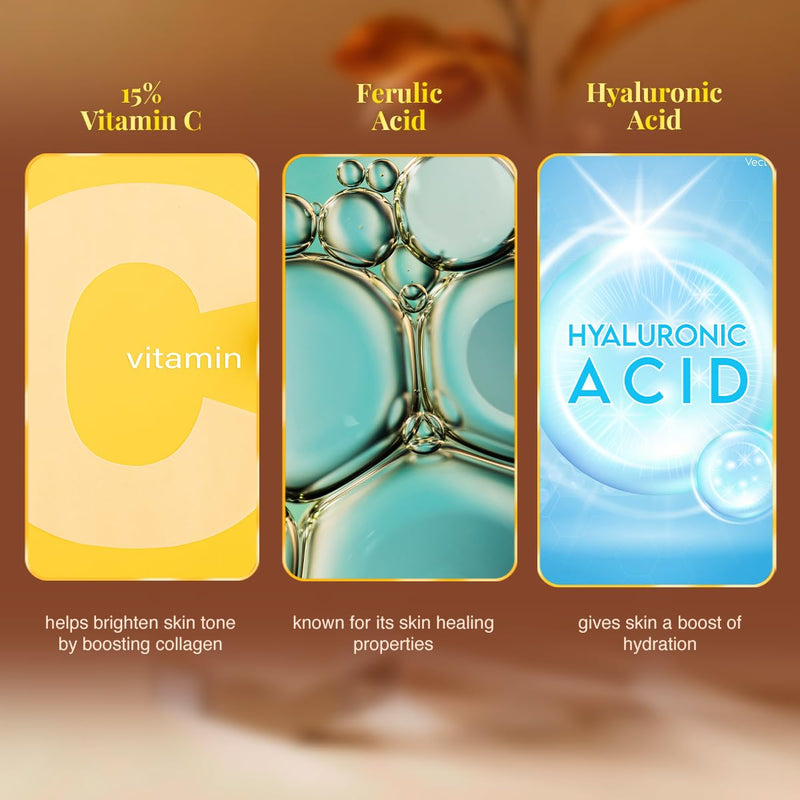 VLCC Vitamin C Serum - 30ml | With Ferulic Acid, Hyaluronic Acid, and 15% Vitamin C