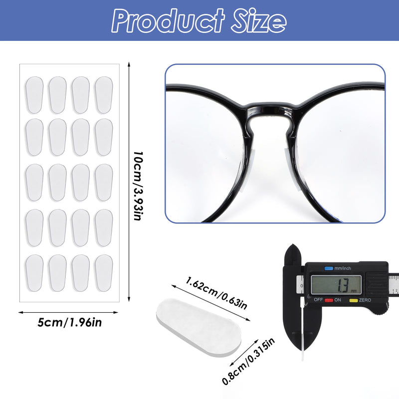 [Australia] - Yuanchu 20 pairs of silicone nose pads, self-adhesive non-slip nose pads for glasses, transparent glasses pad with adhesive backing, 1 mm soft nose grips for glasses and sunglasses (transparent). 