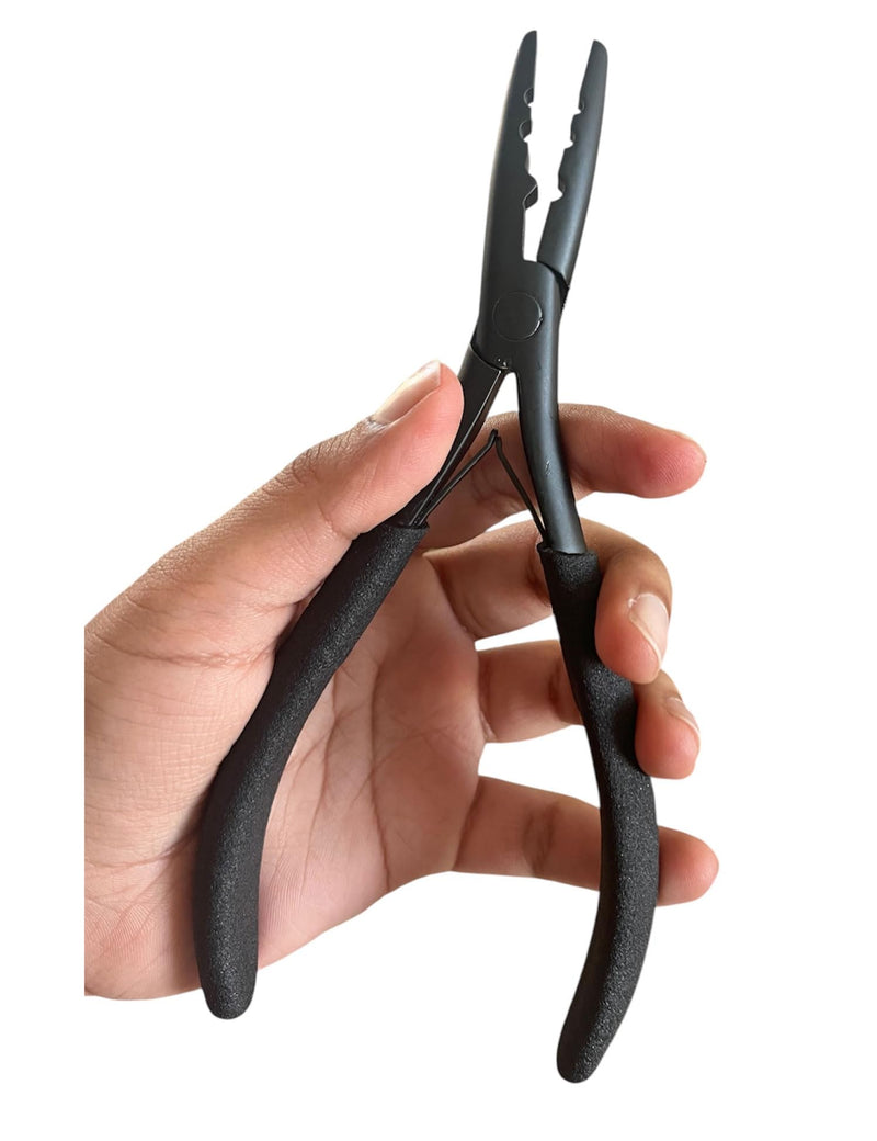 [Australia] - Professional Hair Extension Pliers 7" – Microlink Beads Remover & Weft Extension Tool | Stainless Steel Hair Styling Accessory for Salon & DIY Extensions – 2 Hole, Black By MIRACLE Large Black 