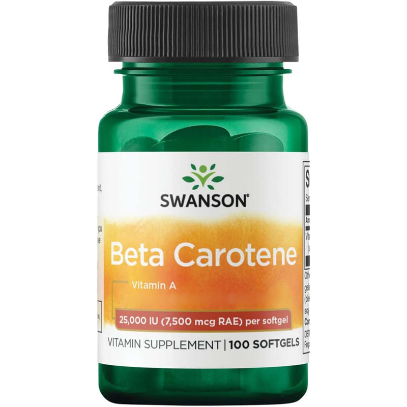 [Australia] - Swanson, Beta Carotene (Beta-Carotene), 25000 IU, 7500mcg, high dose, 100 soft capsules, laboratory tested, gluten free, non-GMO, vitamin A 