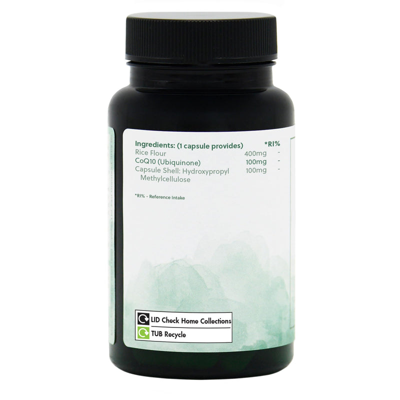 G&G Vitamins CoQ10 100mg Supplement - Ubiquinone Form - Natural Energy, Heart & Mitochondrial Support - 60 Vegan Capsules - Made in the UK