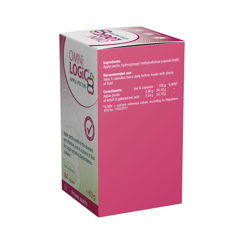 OMNi LOGiC Apple Pectin | Dietary Fibre | Prebiotic to Support a Balanced Intestinal Flora | Natural Apple Pectin: Swells in The Stomach and Intestine | Vegan | Gluten-Free | 84 Capsules Unflavoured 84 count (Pack of 1)