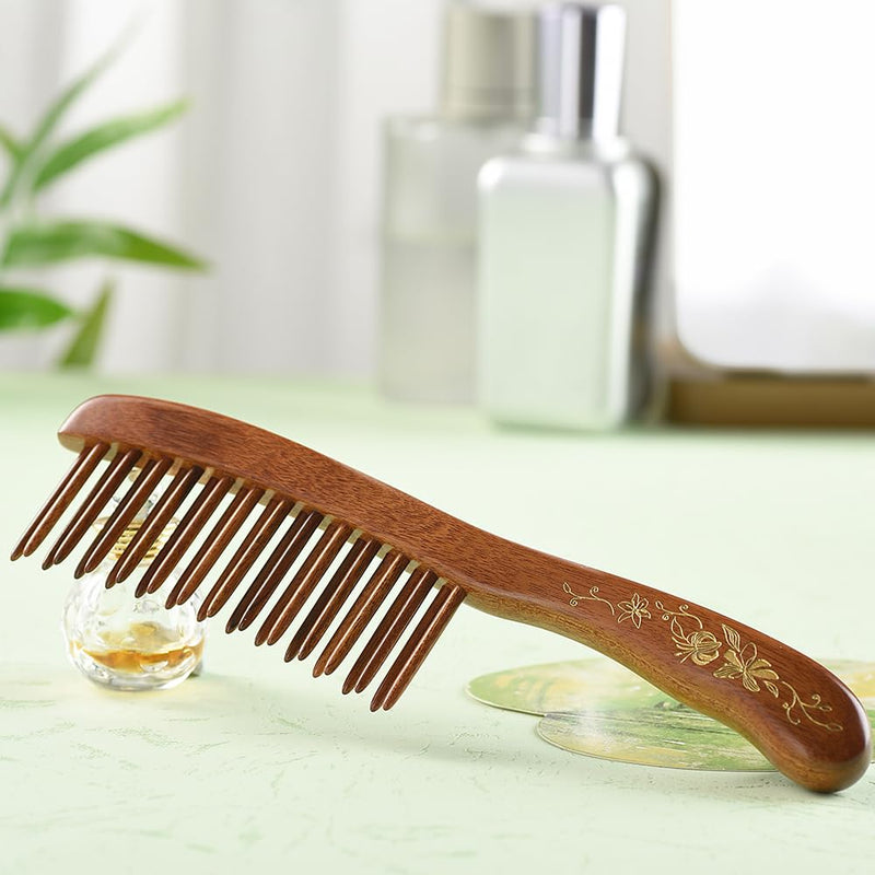 [Australia] - TAN MUJIANG Hair Comb Inserted Teeth Natural Wood Scalp Massage 1pc CQHGB0302 