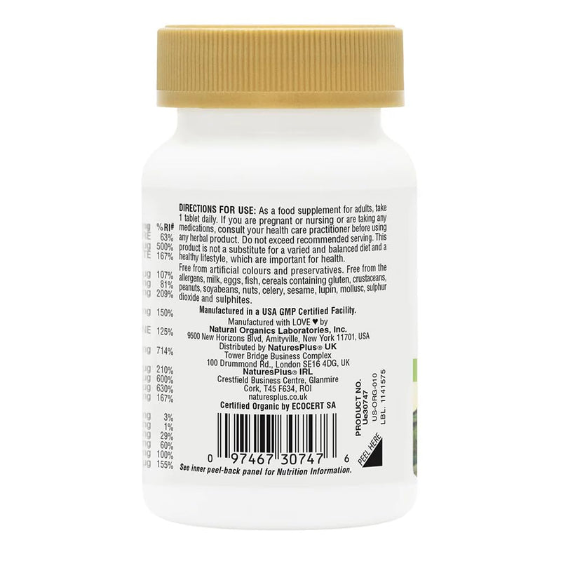 NaturesPlus Source of Life Garden Women's Daily - Organic Women Multivitamins Supplement, Energy and Immune Support - Iron, Vitamin D, Biotin, Maca and Cranberry - Vegan, Gluten Free - 30 Tablets 30 count (Pack of 1)