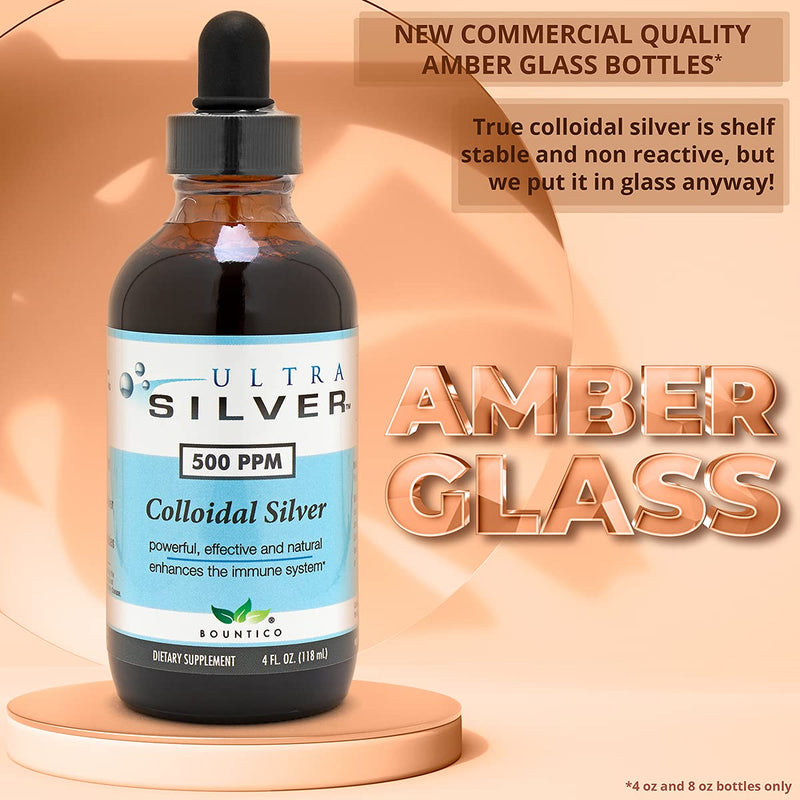 [Australia] - Ultra Silver® Colloidal Silver | 500 PPM, 4 Oz (118mL) | Mineral Liquid Supplement | True Colloidal Silver - with Dropper 