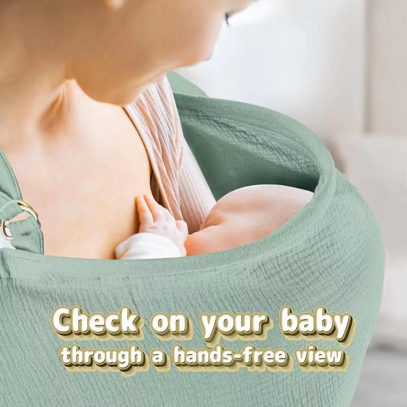 [Australia] - CORATED Nursing Cover for Baby Breastfeeding, Muslin Breathable Breastfeeding Cover Essentials with Rigid Hoop, Multi-use Adjustable Privacy Nursing Apron Cover Bright Green 