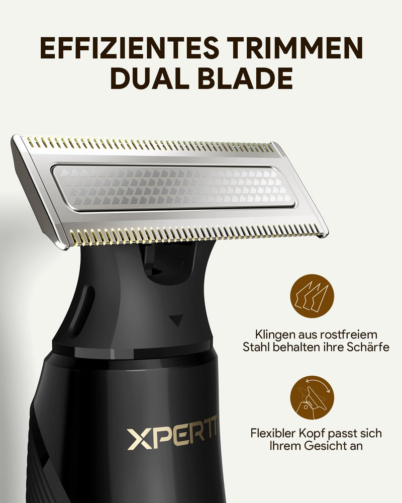 [Australia] - Xpert T Magnetic Shaver Men's Electric, Integrated Beard Trimmer with Nose Hair Trimmer, 12-in-1 Adjustable Trimming Attachment 2 Body Attachments, Unisex Body Hair Trimmer Intimate Razor Set, Black Xpert T-Solo 