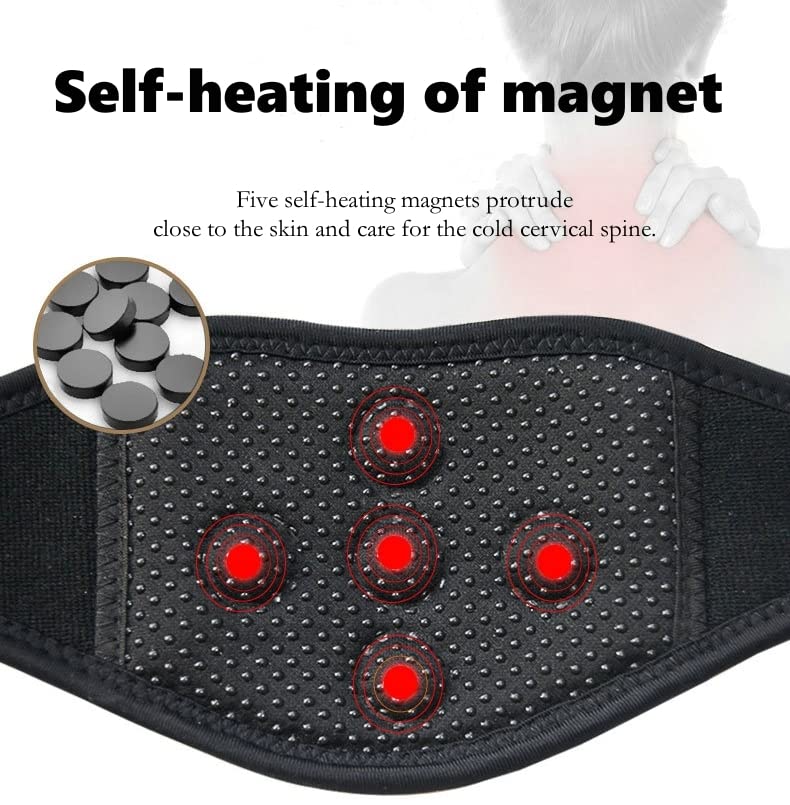[Australia] - Self Heating Neck Brace for Men Women Magnetic Thermal Neck Wrap for Neck Arthritis Migraine Headaches Shoulders Back Spinal Pain Relief Therapy Adjustable Neck Support Neck Warmer Neck Protector 