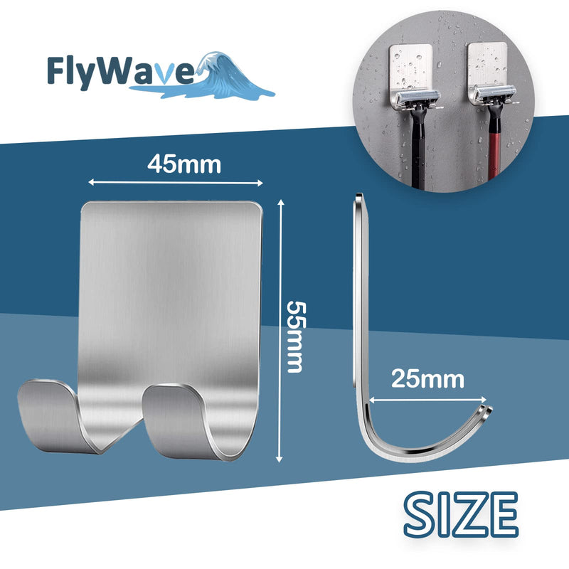 [Australia] - FlyWave Razor Holder Shower Stainless Steel Pack of 2, Razor Holder Shower Self-Adhesive, Multifunctional Razor Holder, Hook No Drilling for Bathrooms, Kitchens and Bedrooms 