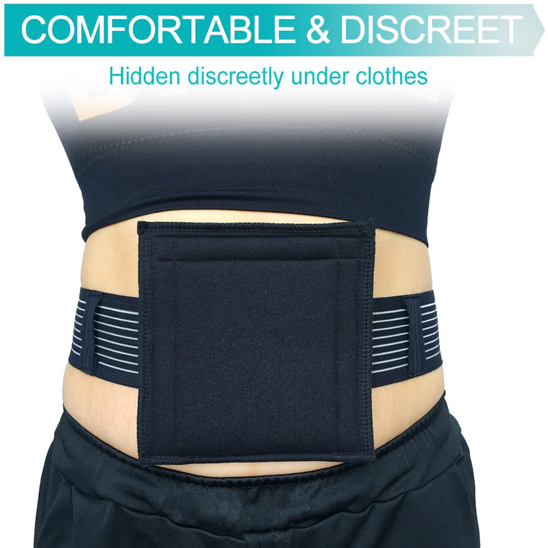[Australia] - Breathable G Tube Holder Belt Large Square Sponge Feeding Tube Pouch for Gastrostomy J Peg Peritoneal Dialysis PD Peritoneal Dialysis Catheter Accessories Women Men Black Medium 