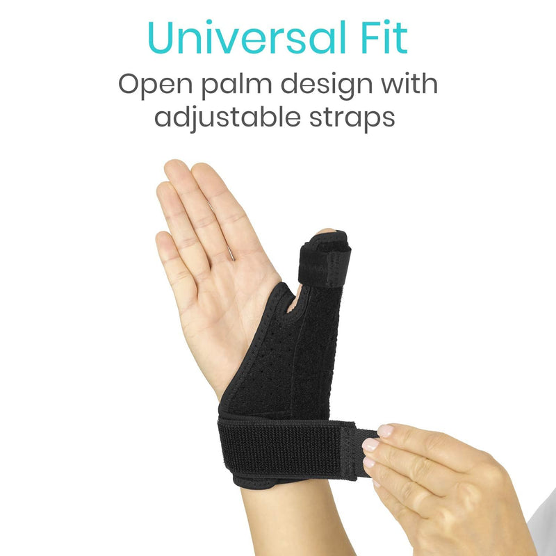 Vive Thumb Brace & Wrist Stabilizer (Fits Left and Right) - Thumb Spica Splint for Arthritis, Tendonitis, and De Quervains - Support Wrap for Men and Women - Pain Relief for Carpal Tunnel and Sprains Black