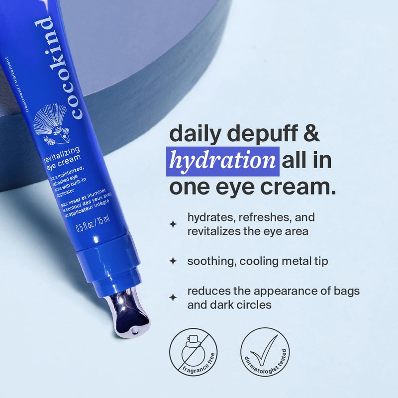 [Australia] - Revitalizing Eye Cream by Cocokind, Depuff & Reduce Fine Lines and Wrinkles, Cream for Firmer and Brighter Looking Eye Area, Hydrating with a Cool Metal Applicator Tip, 0.5 Fl Oz 