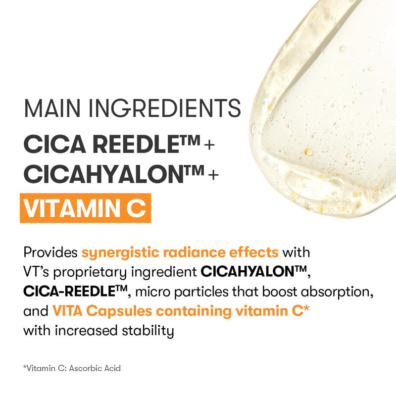 VT COSMETICS Vita-Light Reedle Shot 100 Serum, 1.69 fl oz (50ml) | Vitamin C Capsules, Vitamin E, Microneedling Formula, Korean Skin Booster
