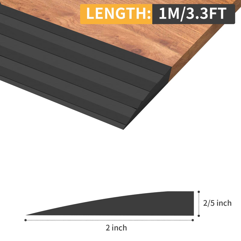 [Australia] - Rubber Door Threshold Ramp Self-Adhesive Rubber Ramp for Door Threshold 2/5 Inch Rise for Wheelchair Scooter Doorway Floor Tile Threshold Transition Strip Reducer (Black, 2 in Wide x 3.3 Ft Long) 2/5”Rise - 3.3Ft Long Black 