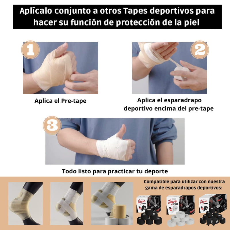KAMBIA Pretape Sports Bandage, Pack of 4 Rolls 7 cm x 27 m, Pre-Tape, Sports Pretape, Non-Adhesive Pretape for Crossfit Tape.