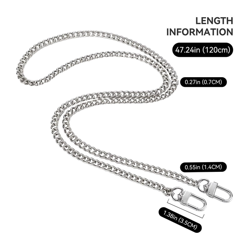 Jiesinlov Purse Chain Adjustable Shoulder Strap with Small Metal Ball Replacement Transformation Crossbody Handbag Silver Chain 120-m