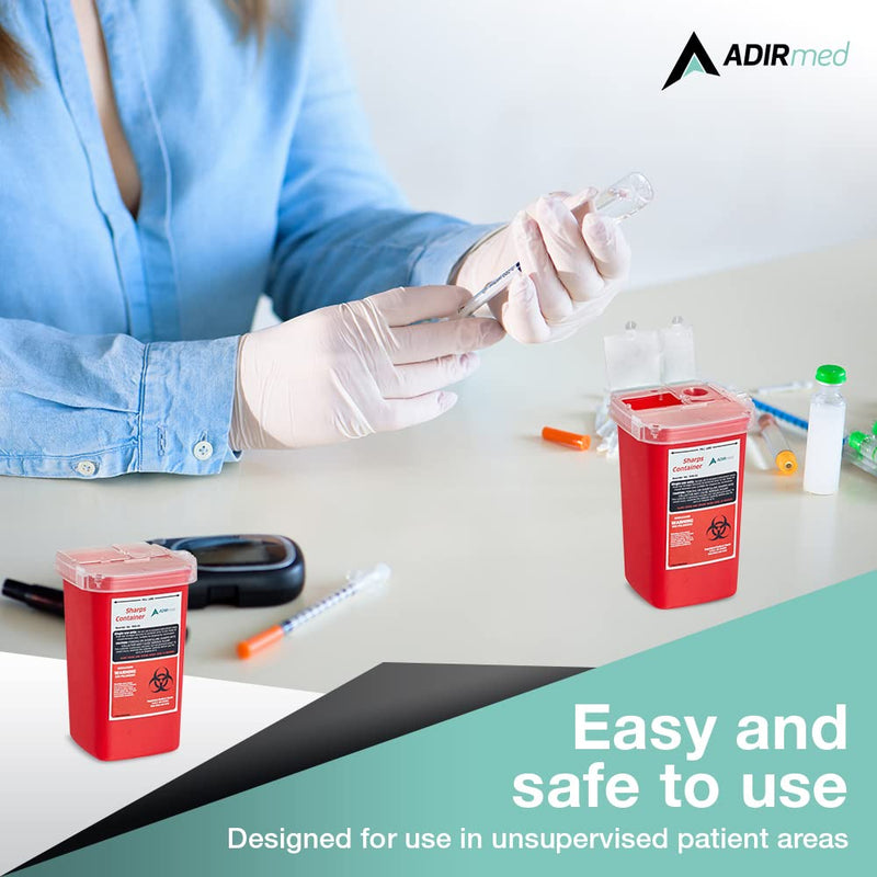 [Australia] - AdirMed Sharps Disposal Container with Flip Open Lid - Biohazard and Syringe Disposal Container - Ideal for Home, Clinic, Office, Barber Use with Flip-Open - (1 Quart, 6-Pack) 1 Quart 32 Fl Oz (Pack of 6) 