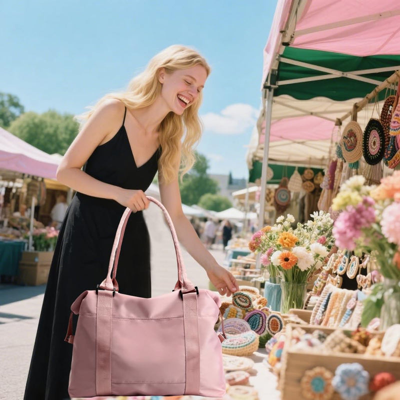 Women Tote Bag Travel Duffel Bag Carry On Luggage Bag Sports Bag Pink
