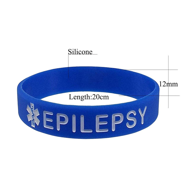 [Australia] - 4 Pack Epilepsy Silicone Medical Alert Emergency Bracelet Wristbands for Man Women 