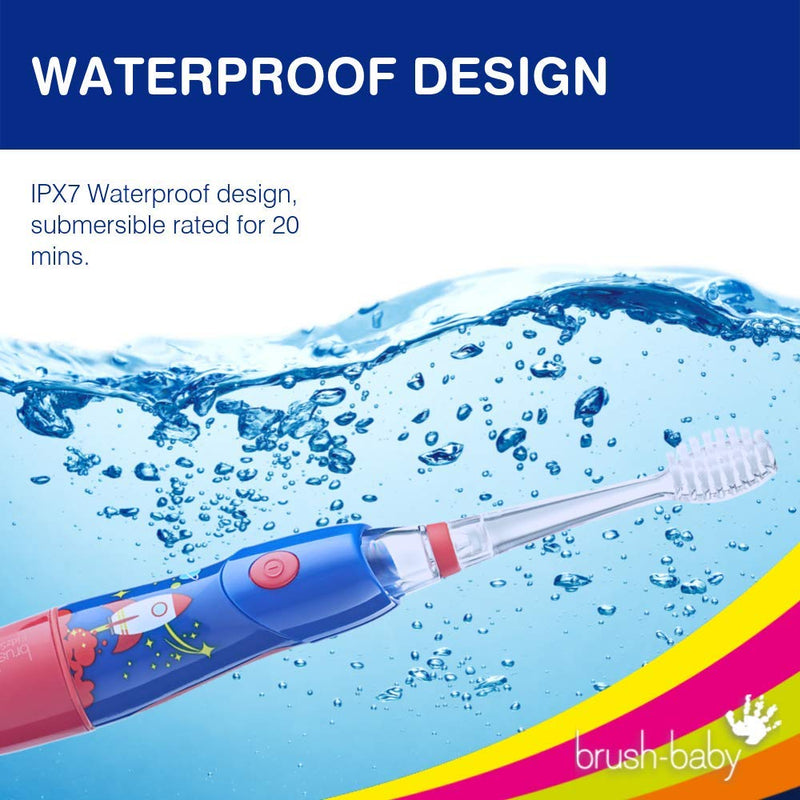 [Australia] - B07YVKSLHYBrush‚ÄëBaby - KidzSonic Rocket Kids Electric Toothbrush for Ages‚ÄØ3+ with Disco LED Lights, Gentle Sonic Vibrations, 2-Minute Smart Timer & 30‚ÄëSecond Pulse Reminders ‚Äì AAA Battery Included 